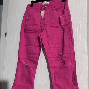 Vibrant Pink Straight Leg Jeans
